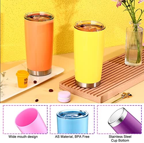 18 יחידות כוסות פלסטיק צבעוניות עם מכסה, כוסות פלסטיק כוסות שתייה 20 עוז, כחומר כוס כוס פלסטיק כוס בתפזורת