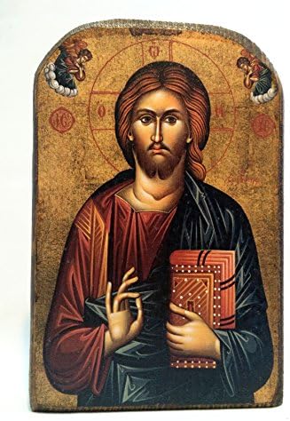 בעבודת יד עץ יווני נוצרי אורתודוקסי הר אתוס סמל של ישו