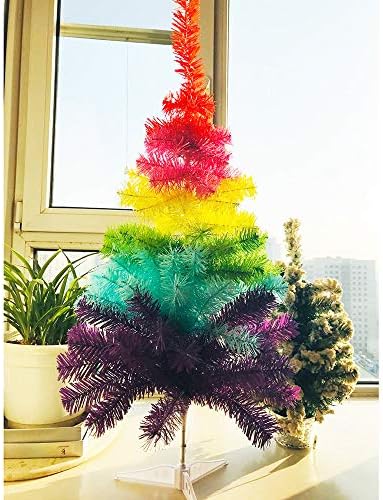 GE & YOBBY עץ חג מולד צבעוני מלאכותי, קשת מלא PVC עץ אורן חופשה קישוט עונתי עם Stand for Kids Home-Rainbow