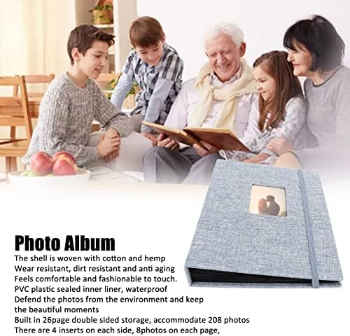 אלבום צילום מיני 3 אינץ ', ספר תמונות קטן עם כיסים מחזיק 208 תמונות, כותנה ופשתן אלבום תמונה דקורטיבית לכרטיסי