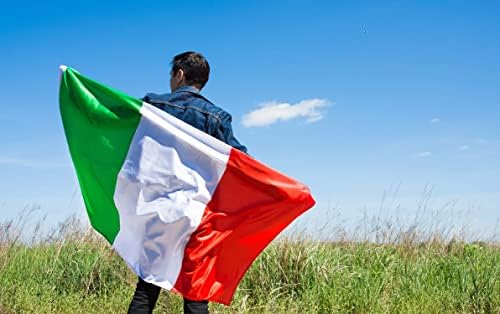 דגל איטלקי דו צדדי 4x6 חיצוני תוצרת ארהב איטליה דגלים כבד 210D ניילון, פסים תפור, גרומיות פליז חזקות