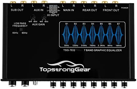 TopStrongGear TSG7EQ 7-Band Audio Equalizer גרפי עם כניסת AUX קדמית 3.5 ממ, יציאות RCA מתח גבוה וכניסות