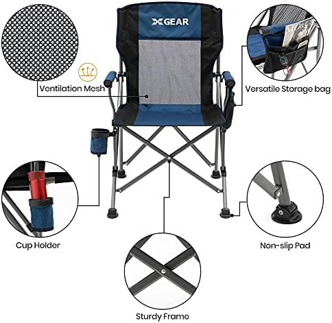 זרוע קשה מתקפלת כיסא קמפינג כיסא חוף כיסא מדשאה למבוגרים עם גב רשת