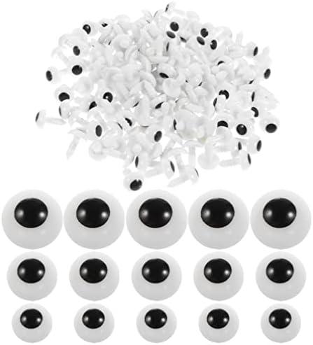Sewroro ליל כל הקדושים תפאורה 150 יחידות בטיחות עיניים מפלסטיק עיני בעלי חיים מלאכותי עיניים שחורות עיניים שחורות-