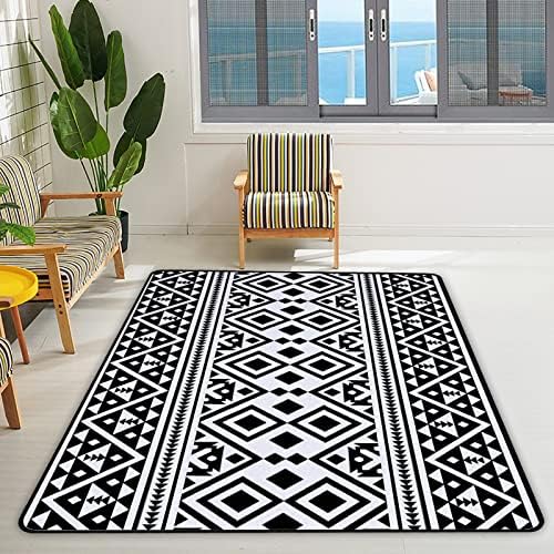 זוחל שטיח מקורה משחק מחצלת אתני שחור לבן אצטק לסלון חדר שינה חינוכי חינוך חינוכי שטיחים שטיחים