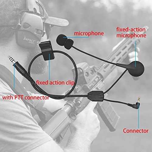 מחבר כבלים לחימה y Boom Mic Ken U94 PTT עבור אוזניות בטיחות של האוורד לייט ממירים לאוזניות מועברות