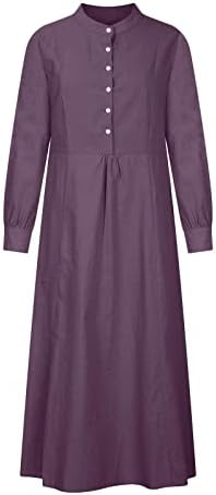 מקסי שמלה לנשים בציר ארוך שרוול רגיל כפתור שמלות שיפון קפטן העבאיה שמלת אסלאמי ערב שמלה