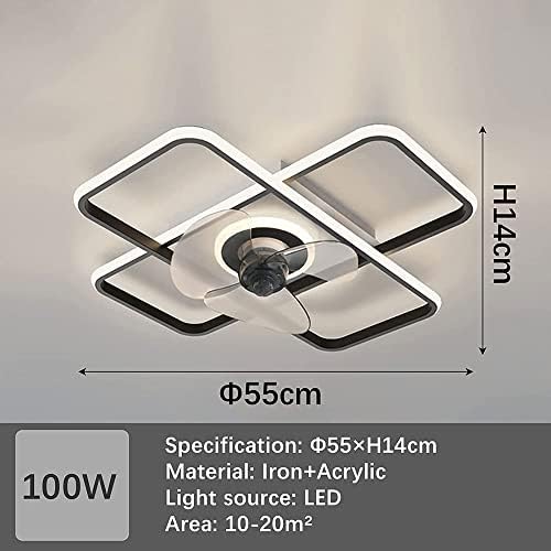 USMJQVZ LED לא נראה מאוורר תקרת מאוורר LED תאורת תקרה מודרנית מודרנית עם שלט רחוק עמעום אורות מאוורר