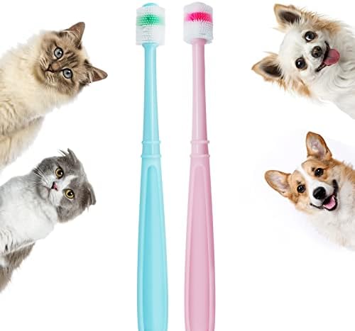 כלב קטן וחתול מברשת שיניים גור מברשת שיניים 360 תואר עמוק נקי טרי נשימה לחיות מחמד מברשת שיניים עבור