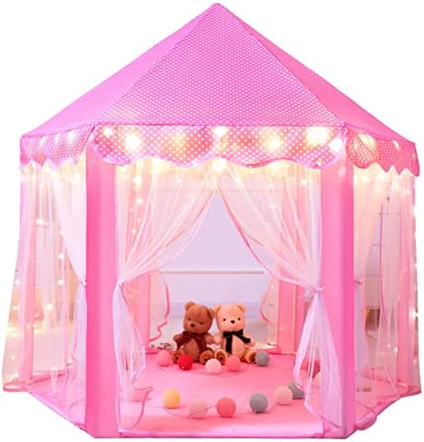 נסיכת טירת אוהל עבור בנות פיות לשחק אוהלים לילדים משושה תיאטרון עם פיות כוכב אורות צעצועים לילדים