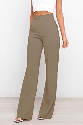 Siflif Storatal Stimal High מותן מכנסי רגל רחבים, מכנסי שמלת Bootcut לנשים, מכנסי עבודה עם כיסים למשרד נשים