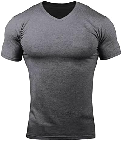 חולצות אימון צוואר V לגברים פיתוח גוף קל משקל חולצת טריקו