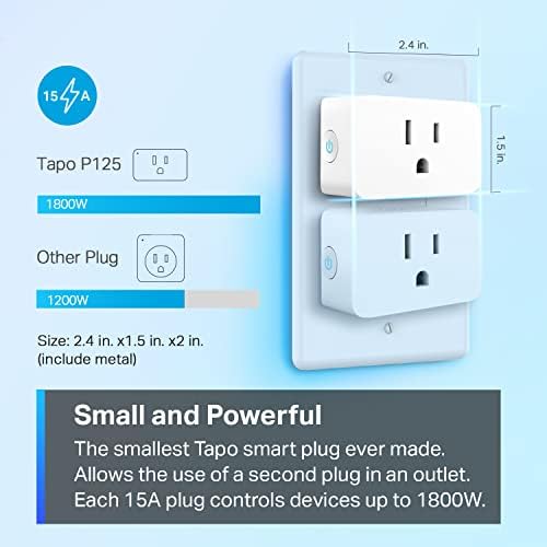 TP-Link Tapo Apple HomeKit Plug Mini, עיצוב קומפקטי, 15A/1800W MAX, Super Easy SETUP, עובד עם SIRI, Alexa