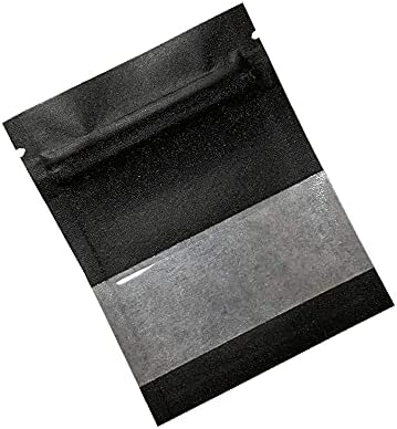 100 חבילה שחור קראפט נייר ניתן לאטימה חוזרת שקיות עם ברור חלון חום חותם אטום פאוץ עבור רוכסן