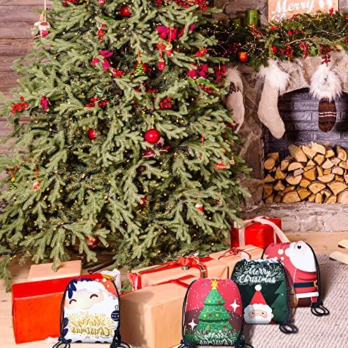 8 יחידות חג המולד גדול שרוך גודי שקיות תרמיל ב 8 עיצובים, 13.7 * 11.8 אינץ שלג סנטה חג המולד עץ סוכריות