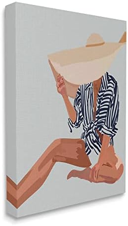 סטופל תעשיות אישה מוסתר על ידי שמש כובע קיץ חוף דיוקן בד קיר אמנות, עיצוב על ידי אמיליה נוייס