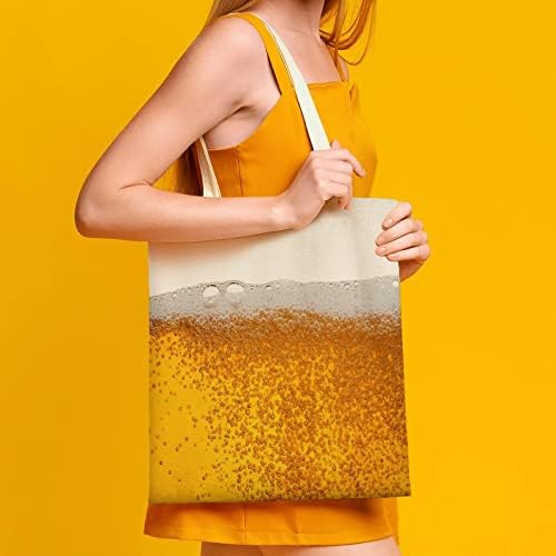 בירה עם בועה מקצף בד תיק תיק קניות מודפסות תיקים מתנה לנשים לגברים