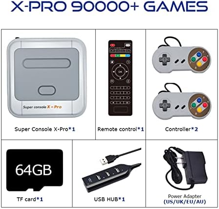 256GB X Pro Retro Bame Console עם 117,000 משחקים, מערכת כפולה, קונסולת משחקי וידאו לטלוויזיה 4K HD,