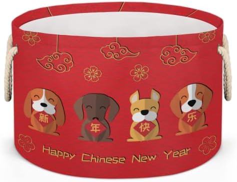 כלב חיה ראש השנה סיני סלים עגולים גדולים לאחסון סלי כביסה עם ידיות סל שמיכה סל לאחסון למדפי אמבטיה
