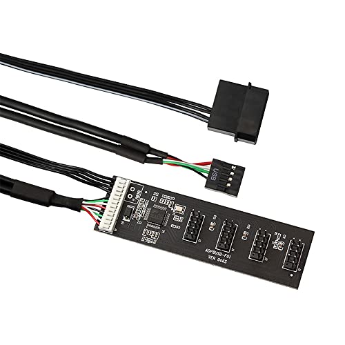 Xiwai USB 2.0 9Pin כותרת 10 סיביות 1 עד 4 רכזת כבלים של סיומת מפצל נקבה עם IDE 5V מחבר מחבר מתאם מתאם יציאת