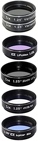קרח 1.25 אינץ 'מסנן טלסקופ סט 6 פילטרים מקטף משתנה, ליפומקס, ירח, חיתוך IR/UV, יופיטר וארנק זכוכית אופטית