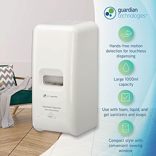 Germguardian SD495 ידיים אוטומטיות סבון חינם ומתקן רכוב על קיר סניטינג למשרד, בית ספר, מרפאה ועוד, קיבולת