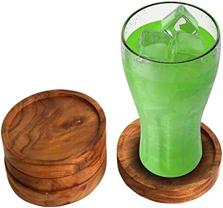 קייזן קאזה עץ תחתיות עבור משקאות - טבעי שיטה עץ לשתות רכבת סט לשתיית משקפיים, שולחן הגנה עבור כל