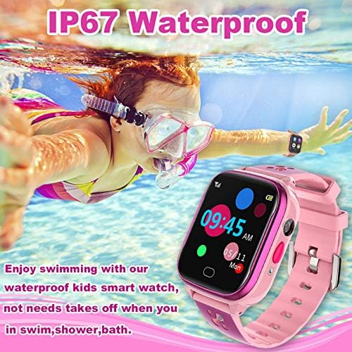 Luluddm ילדים חכמים טלפון שעון - IP67 עמיד למים שעון חכם בנות בנות עם מסך מגע 5 משחקים אזעקה מצלמה שיחה SOS