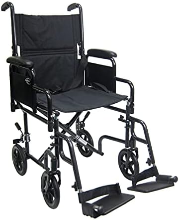 קרמן ק-טי-2700 19 מושב 29 פאונד. כיסא גלגלים להובלת פלדה קל משקל עם משענת יד ניתנת להסרה