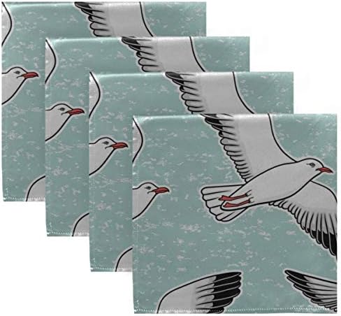 Enevotx מפיות אוכל מזדמן מצויר לבן חמוד קריקטורה מעופף ציפורים מעופפות מפיות קוקטייל קוקטייל 20 x 20 אינץ 'לארוחות
