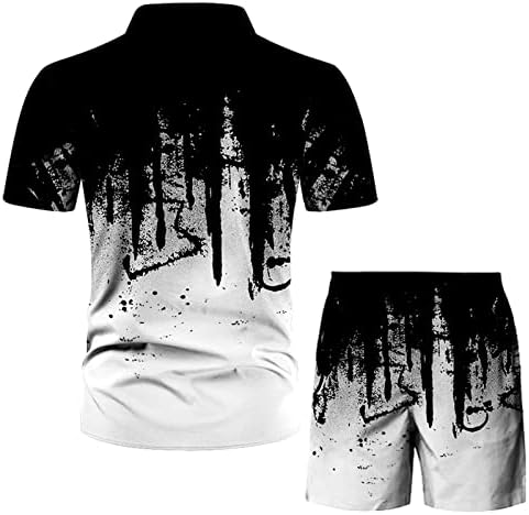 תלבושות אימוניות 2 חלקים לגברים עם כיסים חולצה הוואי טרופית ותפאורות קצרות