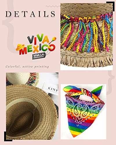 סינקו דה מאיו קש כובע עם צבעוני ציצית קיץ חוף ים חג טיול נשי מקסיקני כוכבים כובעי נשים גברים למבוגרים