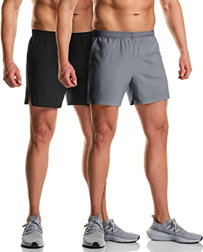 Athlio 2 חבילות מכנסי ריצה פעילים לגברים, מכנסי אימון אימונים, מכנסיים אתלטים מהיר של רשת יבש עם כיסים עם כיסים