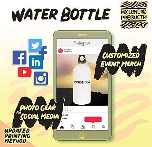 מוצרי Molandra Decahedra - 20oz hashtag בקבוק מים לבנים נירוסטה עם קרבינר, לבן
