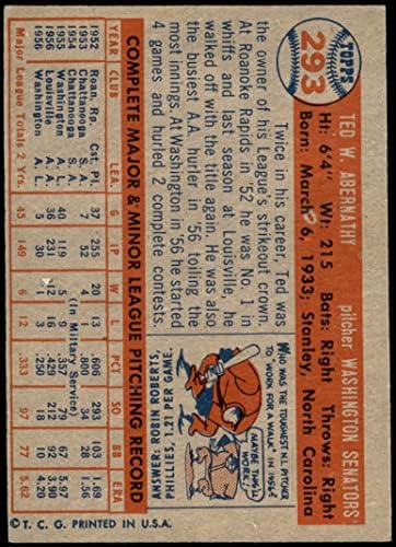 1957 Topps 293 TED Abernathy Washington Senator