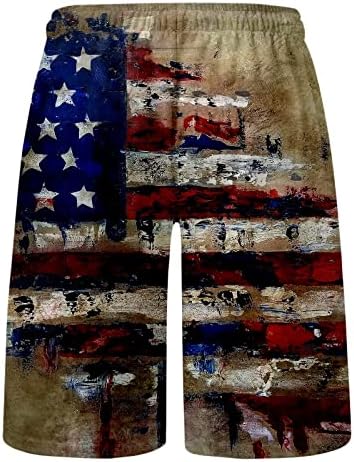 מכנסי לוח עצמאות של ZDDO מכנסיים קצרים לגברים, דגל אמריקאי הדפסת מכנסי חוף קצרים בקיץ גזעי שחייה