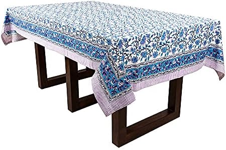 Abhooh כותנה שולחן שולחן, חסימת יד מלבן מלבן שולחן כחול מטבח מטבח סעודות שולחנות מסיבות קישוט חתונות חג