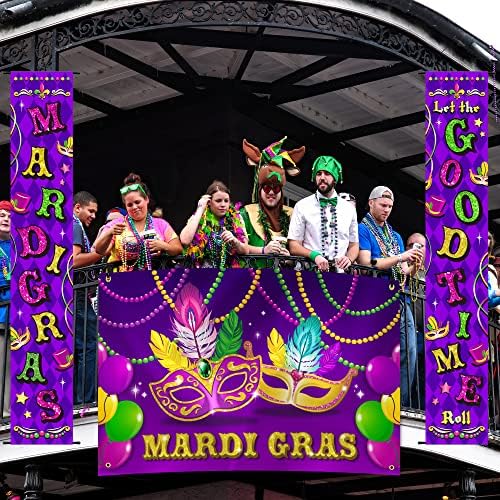 קישוטים של מרדי גרא, כרזה תפאורה חיצונית קרנבל גדולה, מסיבה עם נושאים בניו אורלינס ברוך הבא באנרים תלויים,