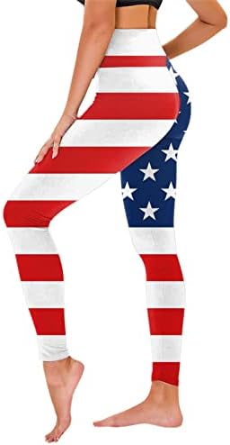4 ביולי חותלות מותניים גבוהות לנשים דגל אמריקאי יוגה יוגה מפעילה חותלות אולטרה מוברשות רכות מכנסי כושר אימון
