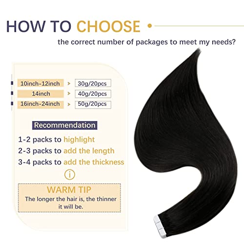 עסקות גדולות:קלטת בתוספות שיער טבעי שחור שיער 20 אינץ 50 גרם/20 יחידות ואמיתי שיער הרחבות קליפ שיער טבעי