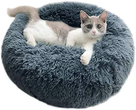 מיטת חתול טופסוסו מיטת כלב קן חיות מחמד עגול רך במיוחד נוח חמוד, מיטת כרית חתול רחיץ, מיטת מערת קינון סופגנייה