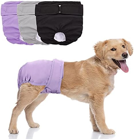 חיתולי כלבים נקביים הניתנים לכביסה בקוסון 3 מארז, חיתול כלבלב עמיד לשימוש חוזר מעוות חיתולים גור סופגים