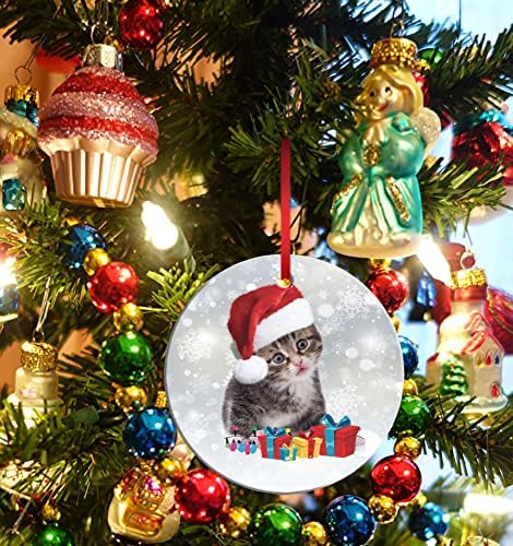 סימן אלוהים חתול חג המולד קישוט 2021 עבור אוהבי חיות מחמד חג המולד מתנת קרמיקה מזכרת חג עץ דקורים
