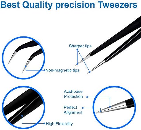 סט פינצטה מדויק פי 7-פינצטה אנטי סטטית מנירוסטה-לאלקטרוניקה, עבודות מעבדה, תכשיטים, מלאכה, הלחמה ועוד