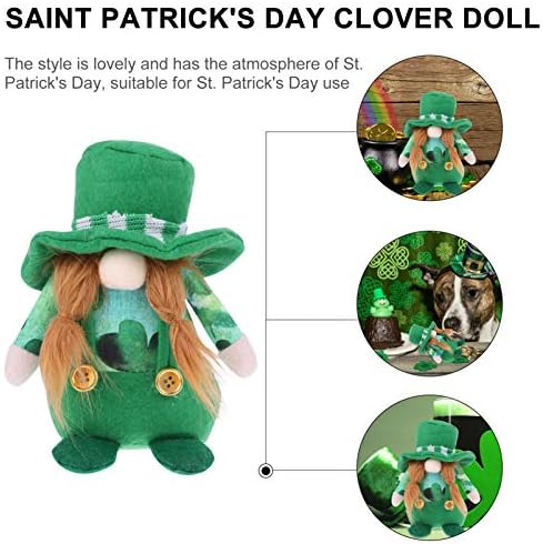 Nuobesty Decor Decor St. Patrick יום העשוי בעבודת יד קטיפה פלאש יושב צלמית לאביב אירי Gnome Elf Scandinavian