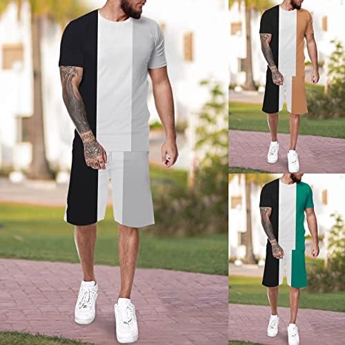 BMISEGM חולצות חוף קיץ לגברים בגברים מזדמנים של גברים מכנסי שרוול קצרים חליפה 2 חלקים תלבושת טריקו ומכנסיים קצרים