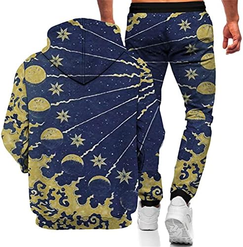 קפוצ'ונים מודפסים תלת מימד חליפות סווטשירט של גברים ירח כוכבים וכוכבים דפוס הרג'וקו יוניסקס