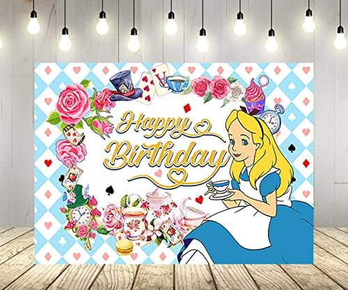 קריקטורה נסיכת אליס רקע עבור יום הולדת ספקי צד אליס בארץ הפלאות תינוק מקלחת באנר עבור מסיבת יום הולדת