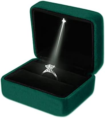 תיבת טבעת קטיפה לשדלי להימה תיבת מתנת תכשיטי אור הוביל אירוסין ונישואין טבעת תיבה למצגת