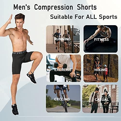3 חבילה גברים של דחיסת מכנסיים מגניב יבש ספורט הדוק קצר עם כיסים ריצה אימון כושר מכנסיים קצרים תחתונים